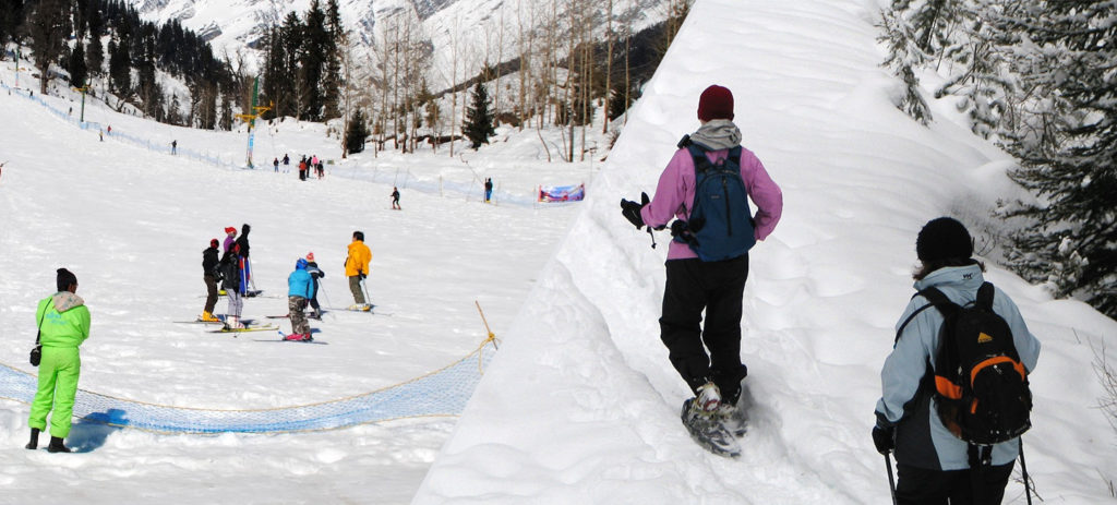 People treking in the snow